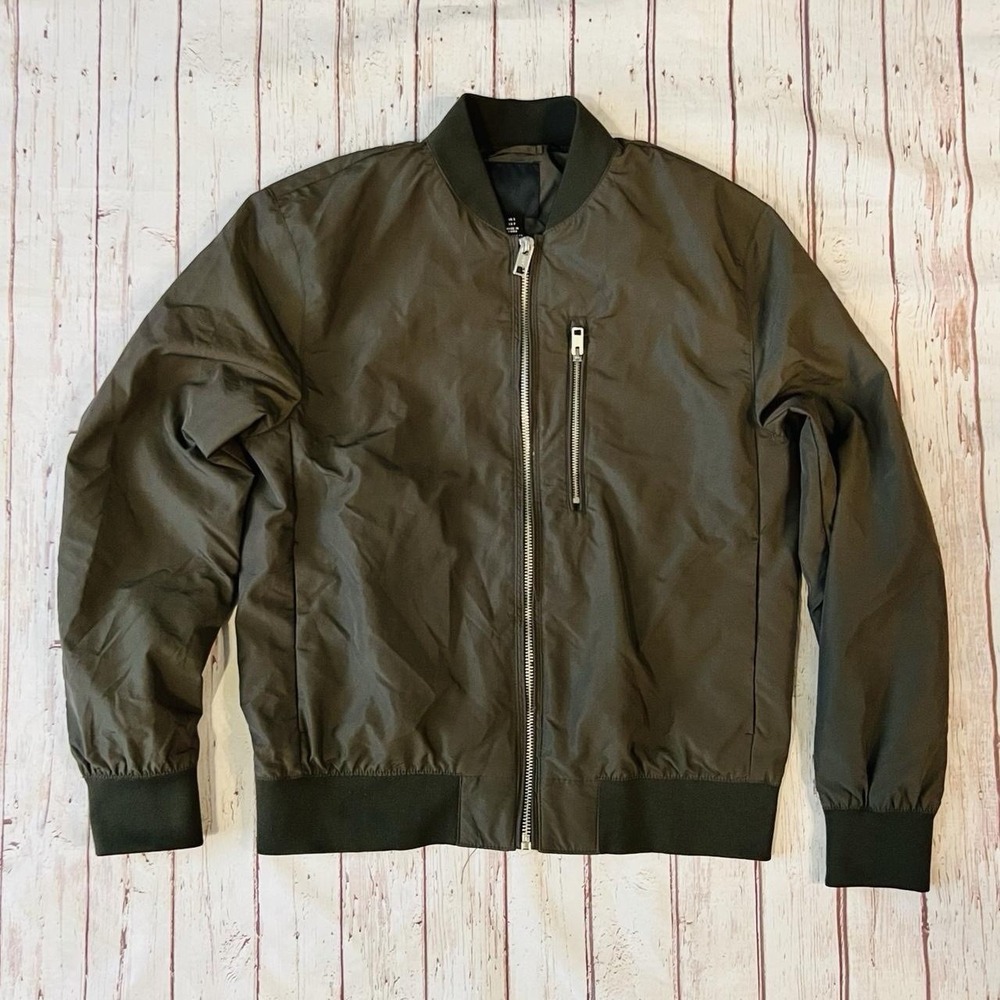 Mens Olive Army Green Bomber Streetwear Utility Style Jacket H&M Size Small
